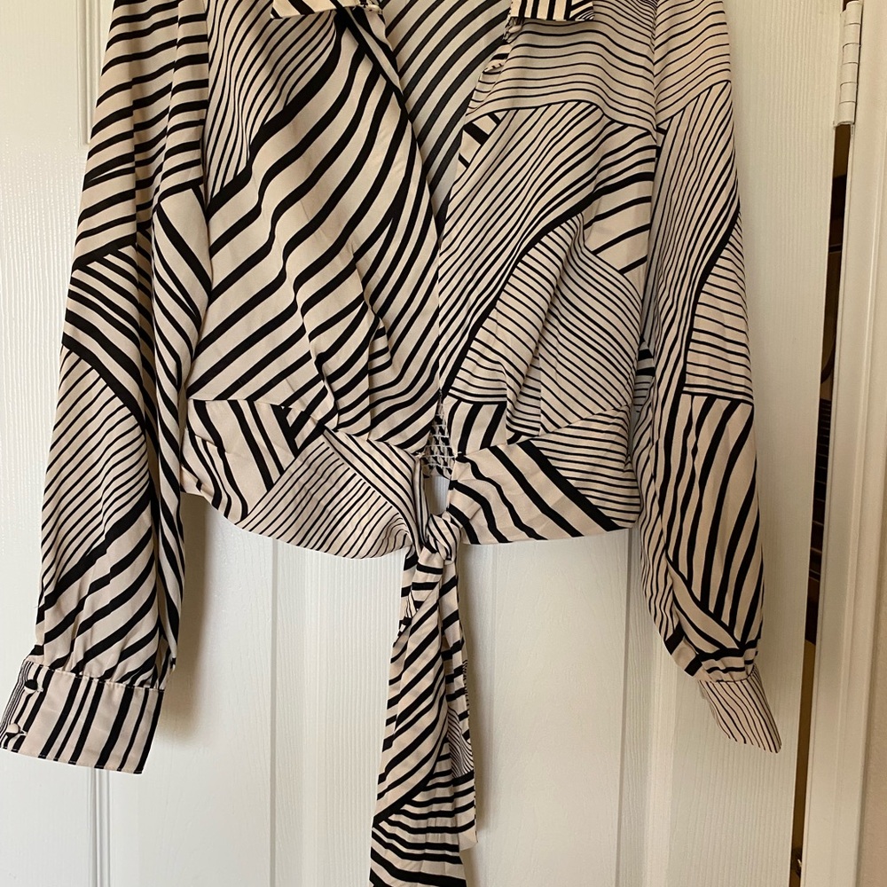 Striped Black and White Women's Top
